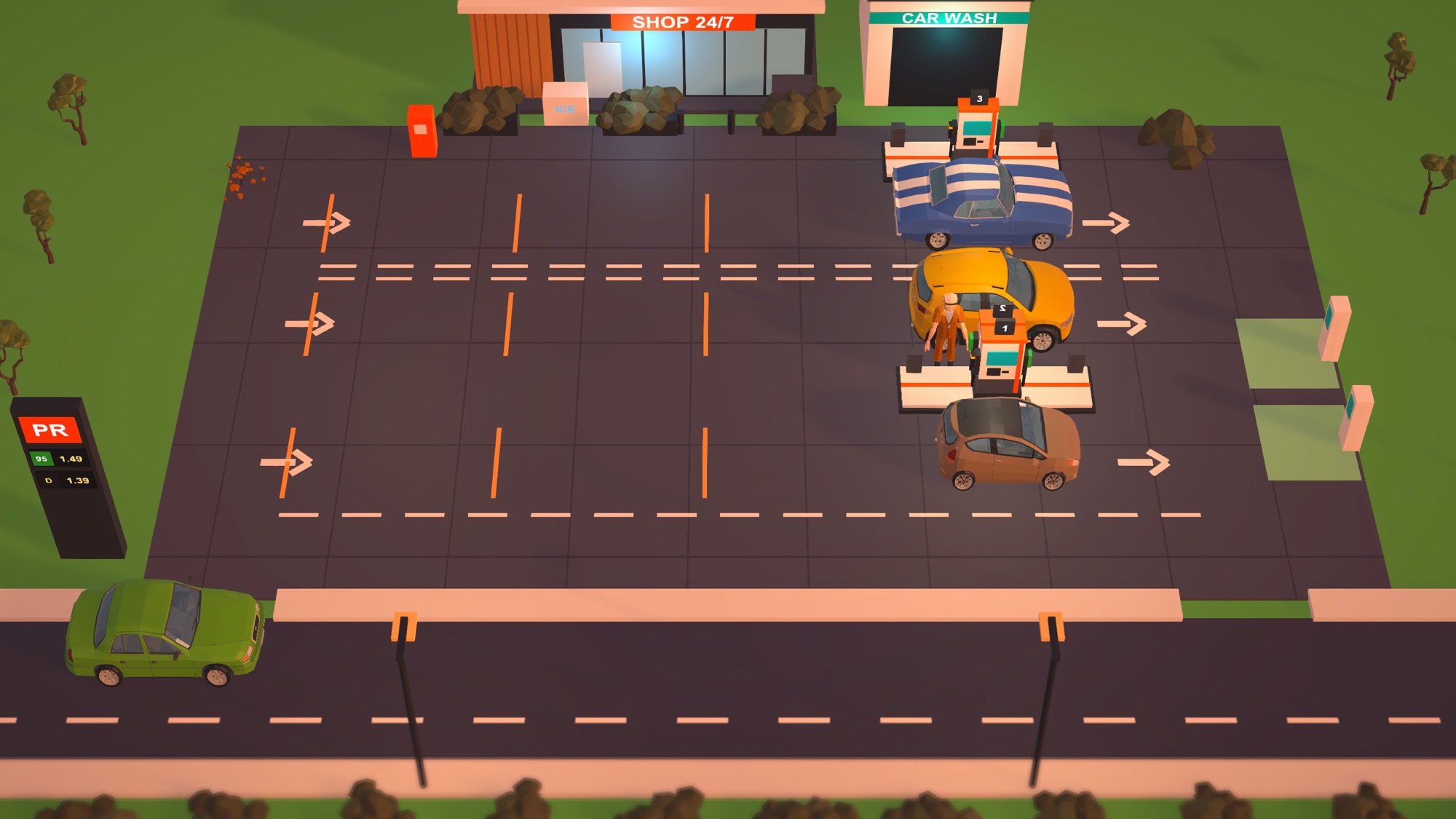 The roadside station at sunset