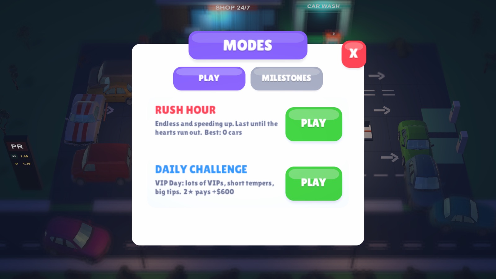 Modes card with Rush Hour and Daily Challenge