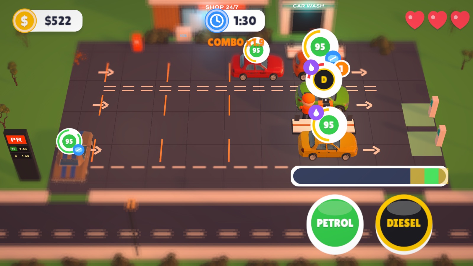 Order bubbles with VIP and nervous driver badges